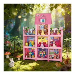 Casa de Muñecas Inspirada en una Mansión de Ensueño con Balcón, Piscina, Tobogán, Ascensor, Muebles, Juguete de Regalo - Product Image 6