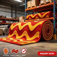 Tapis artisanal en acrylique 3D à motifs ondulés, orange chaud, doux, à poils longs, adapté aux animaux domestiques, antidérapant, avec envers en coton épais, personnalisable