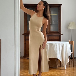Re Mcgreen stella di alta qualità O collo posteriore Modulare in maglia abiti Midi senza maniche Casual formale personalizzato Maxi abito da donna - Product Image 1