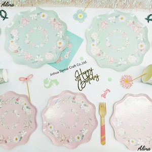Vaisselle jetable pour fête à thème floral DAMAI, cyan rose, pour filles, anniversaire, serviettes en papier, gobelets, assiettes - Product Image 2