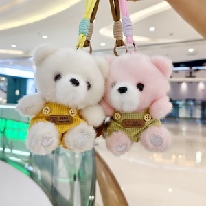 Pingente de Urso de Pelúcia com Pele Sintética de Vison e Roupa com Suspensórios, Decoração Fofa para Bolsa, Mochila, Acessório de Moda Diário e Ornamento - Product Image 6