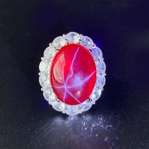 High Quality Eco-friendly Copper Oval Cut 15*20mm Red Cubic Zirconia Pendant Necklace Retro Wedding Bridal Ring Set - Product Image 5