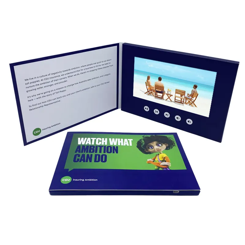 ETG LCD Digital Screen Video Brochure with 5/7/10.1 inch Video Player Gift Business Card