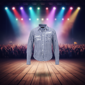 Chemise à carreaux à manches longues pour enfants, tenue de scène, impression numérique, col italien, taille unique - Product Image 2