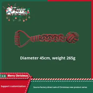 Noel sıcak satış çevre dostu köpek interaktif pamuk halat oyuncak eğitim oyuncak düğüm oyuncak köpek çiğneme oyuncakları diş temizleme için - Product Image 2