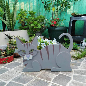 Venta caliente Animal Jardín Decoración Macetas al aire libre Acrílico <span class=keywords><strong>Soporte</strong></span> de flores con forma de gato - Product Image 5
