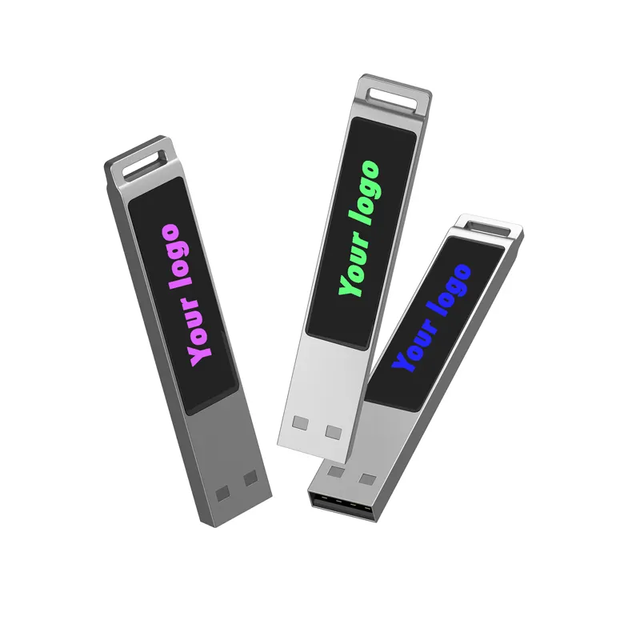New Metal USB Flash Drive 2.0 Customized LED Light Logo 8GB-128GB USB Pendrive with 2-Year Warranty and Encryption