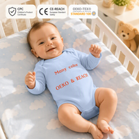 Combinaisons pour bébés nouveau-nés unisexes en gros, unies, blanches, roses, noires, bleues, longues, en coton tricoté, 180-200 GSM