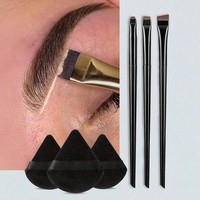 Pinceaux de maquillage professionnels pour eye-liner, fond de teint et anticernes, pinceau eye-liner plat à fibres synthétiques fines et manche en bois