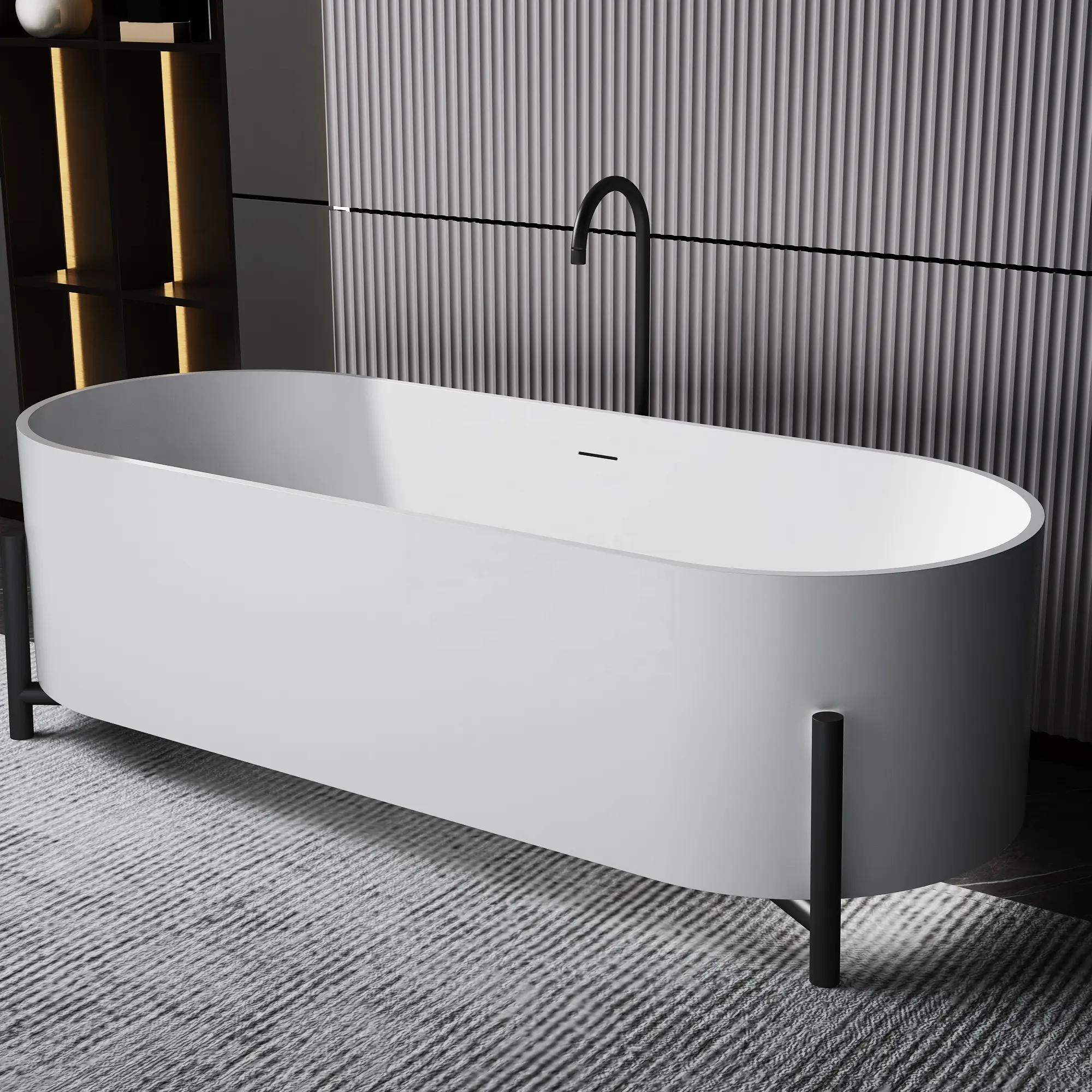 Bathtub Modern for Adults 2023 Newest Solid Surface Bathtub Indoor Freestanding Acrylic Luxury White Bathroom Gua 3 Years Center