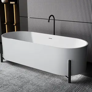 Bathtub Modern For Adults 2023 Newest Solid Surface Bathtub Indoor Freestanding Acrylic Luxury White Bathroom Gua 3 Years Center