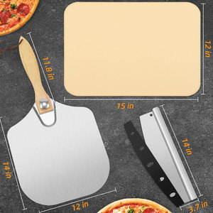 FLYWOD Produit Tendance 2026 Kit d'Accessoires pour la Préparation de Pizzas : Ensemble Pierre à <span class=keywords><strong>Pizza</strong></span> avec Pelle à <span class=keywords><strong>Pizza</strong></span>, Coupe-<span class=keywords><strong>Pizza</strong></span>, Papier Cuisson et Coupe-Plaquettes - Product Image 3