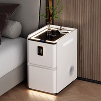 Table de chevet intelligente de luxe personnalisée avec chargement sans fil, audio Bluetooth, USB, lampe LED et serrure à code – Vente en gros