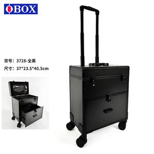 Valise de maquillage multifonctionnelle Obox avec tiroir, en alliage d'aluminium, pour rangement à domicile, couleur noire unie - Product Image 4