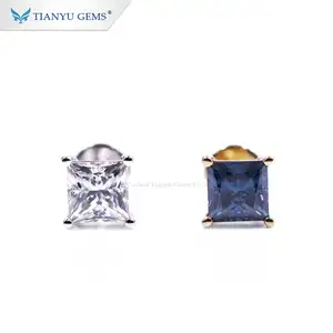 Tianyu Gems Customized Real Gold Princess Cut 0.5CT DEF VS Lab Created Diamond Stud Earring Jewelry