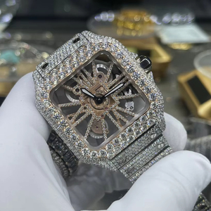 Reloj de diamantes VVS de alta calidad personalizado de lujo, movimiento de cuarzo de 39,8mm, reloj de esqueleto de moissanita de hielo de diamante completo VVS - Product Image 3