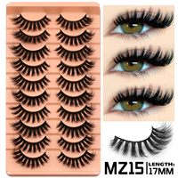 Nouvelles 10 paires de faux cils 3D en fourrure de vison synthétique, auto-adhésifs, réutilisables, sans cruauté, naturels pour un maquillage doux, épais et spectaculaire