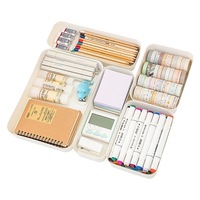 Organizador de Oficina Multifuncional, Ecológico, Flexible, de Plástico PP Inyectado, Blanco, Rectangular, Minimalista, Caja de Almacenamiento para Papelería