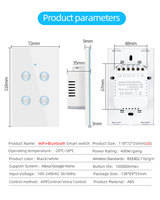 Interrupteur mural tactile intelligent en verre concave OEM Tuya WIFI US 2 gangs compatible Google Alexa avec fil neutre