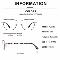 Montura de gafas ópticas rectangulares de metal a la moda con clip magnético para gafas de sol polarizadas 2 en 1, gafas graduadas CZhSJrm