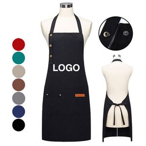 Tabliers de cuisine en toile imperméable avec logo personnalisé, grandes poches et sangles réglables pour femmes et hommes, tablier de chef pour la pâtisserie - Product Image 1