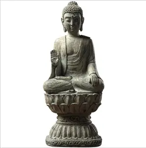 Polystone Resin ประติมากรรมดอกบัวโบราณที่กำหนดเองรูปปั้นพระพุทธเจ้า Gautama