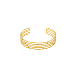 Gold C-Shaped Geometric Line Titanium Steel Bracelet For Women Minimalist Jewelry 18K Plated Fashion Accessory - Product Image 5