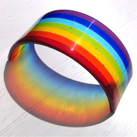 Attrape-soleil en verre fusionné à rayures arc-en-ciel, fait main, pour décoration intérieure