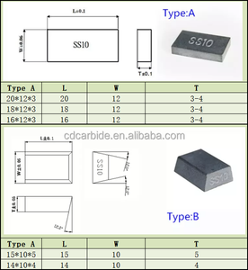 Kích thước của 20*<span class=keywords><strong>12</strong></span>*3 hoặc 15*10*5 thiêu kết cacbua vonfram cắt Mẹo SS10 để cắt đá vôi - Product Image 3