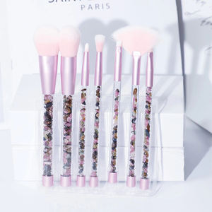 Pinceaux de maquillage en cristal de quartz rose, pierre précieuse améthyste, pinceau cosmétique - Product Image 3