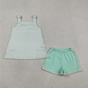 ชุดเสื้อผ้าเด็กชายหญิงลายทางสีฟ้าพร้อมกระเป๋าเสื้อคลุมตัวสั้น - Product Image 6