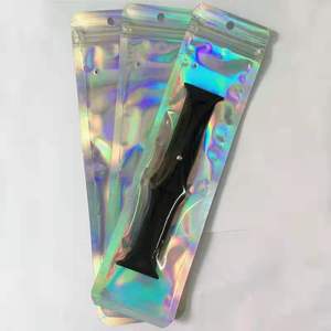 Contenitore di Monili cosmetico di Plastica Richiudibile Trasparente Argento Piccola Zip Olografica Sacchetto Con La Chiusura Lampo - Product Image 5