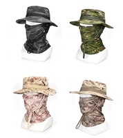 Ensemble de protection solaire tactique camouflage pour activités de plein air, pêche et sports, avec masque intégré et large bord, idéal pour les voyages décontractés, toutes saisons