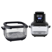 Friteuse à air numérique avec écran tactile, 2400W, 8L, double cuve en verre, grill, revêtement antiadhésif, pièces lavables au lave-vaisselle, facile à nettoyer