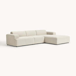 Divano Angolare Modulare a L in Tessuto Beige Moderno, Divano Letto Minimalista, <span class=keywords><strong>Arredamento</strong></span> Morbido per Casa, Appartamento, Soggiorno, Hotel, Villa - Product Image 3