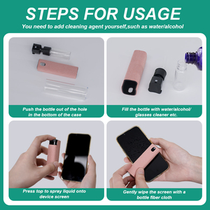 Hot bán 2-in-1 xách tay microfiber Mini Spray Chai làm sạch Kit bơm phun cho màn hình máy tính loạ<span class=keywords><strong>i</strong></span> bỏ bụ<span class=keywords><strong>i</strong></span> - Product Image 5