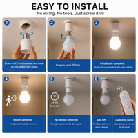 Portalámparas Inteligente E27 con Control Remoto, Función de Temporizador, Sensor de Movimiento PIR, Adaptador de Enchufe de Iluminación Inalámbrico Universal para PC