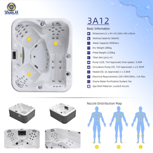 Matériaux de construction en gros : Spa de massage en acrylique pour intérieur et extérieur, avec chaîne d'approvisionnement stable et support, bain à remous et spa à jets - Product Image 3