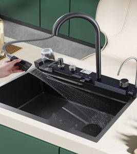 Évier de cuisine multifonctionnel en acier inoxydable 304 LED à affichage numérique avec deux bols rectangulaires et conception à un trou - Product Image 2