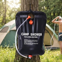 Sac de Douche Pliable Portable Écologique en PVC 20L Noir avec Interrupteur Marche/Arrêt pour Camping et Randonnée en Extérieur Baolong