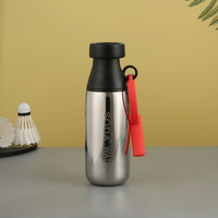 Bouteilles d'eau portables en acier inoxydable sans BPA de 520 ml à large ouverture pour enfants, réutilisables avec couvercle à bec verseur et paille, et corde en silicone