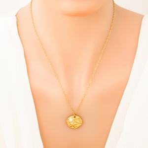 Collier en acier inoxydable plaqué or 18 carats pour femme, pendentif unique léger, chaîne de clavicule, vente en gros - Product Image 4