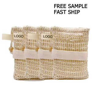 Bolsa de Jabón de Sisal Natural con Logotipo Personalizado, Bolsa Exfoliante de Malla para Espumar, con Cordón de Algodón, para Baño y Ducha - Product Image 1