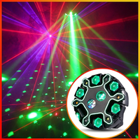Luz de Escenario Multiefecto con 12 Brazos Giratorios, LED RGBW, Láser, Control DMX512/Activación por Sonido, para Hotel, Espectáculos en Vivo, KTV