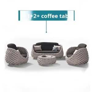 Set di Divani da Esterno di Lusso a Forma di C, Divano da Giardino Intrecciato con Corda e Telaio in Alluminio per Hotel, Resort e <span class=keywords><strong>Patio</strong></span> - Product Image 6