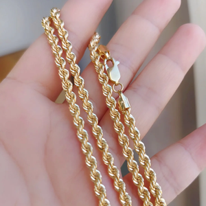 Cadena <span class=keywords><strong>de</strong></span> <span class=keywords><strong>Oro</strong></span> 18K para <span class=keywords><strong>Hombre</strong></span>, Estilo Italiano, Diseño Trenzado Hueco, Joyería Masculina <span class=keywords><strong>de</strong></span> Alta Calidad, Estilo Hip Hop - Product Image 4