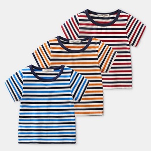 Importateur en gros de produits chinois en Inde, Delhi, t-shirt à manches courtes rayé en coton extensible pour garçon, 100% coton - Product Image 1