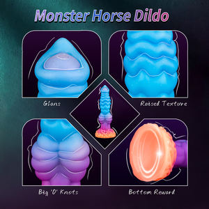 Dildo anal lumineux en silicone souple personnalisé de 9,84 pouces, design nœud de chien extraterrestre - Product Image 4