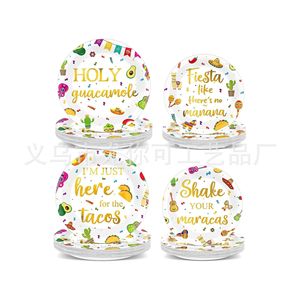Mexican Carnival Theme Disposable <b>Paper</b> Plates Round White Party Decorations for Fiesta Tacos Guacamole Celebration - Product Image 1
