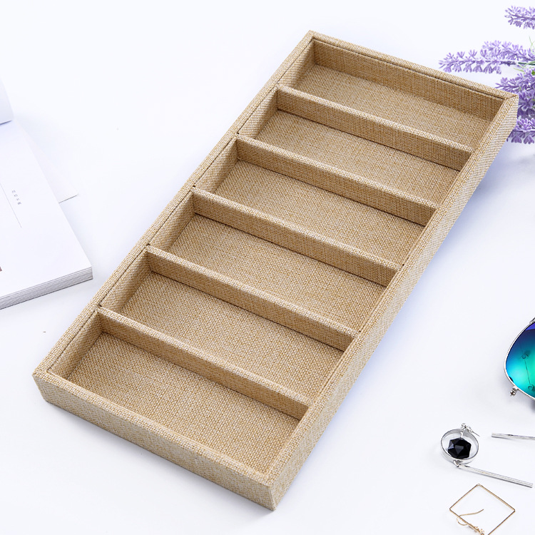 Yellow linen 6 slot tray